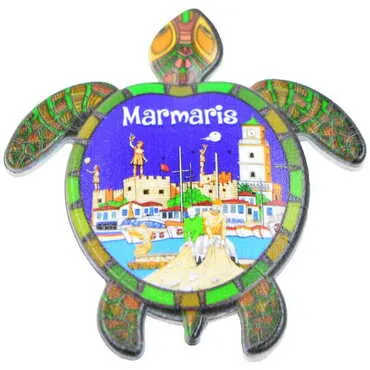 Marmaris Themed Customised UV Printed Plastic Base Turtle Shaped Fridge Magnet 80x74 mm - 3