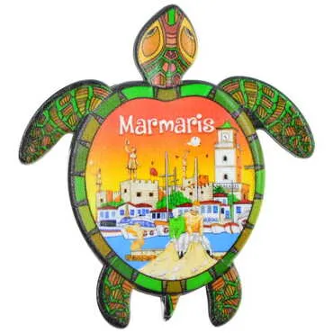 Marmaris Themed Customised UV Printed Plastic Base Turtle Shaped Fridge Magnet 80x74 mm - 6