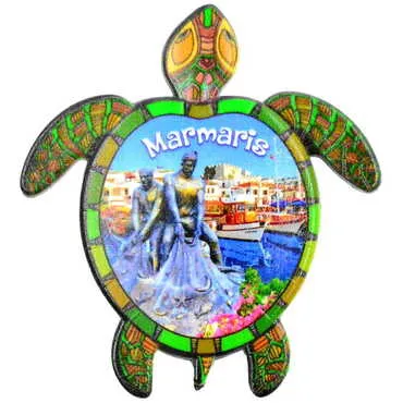 Marmaris Themed Customised UV Printed Plastic Base Turtle Shaped Fridge Magnet 80x74 mm - 7