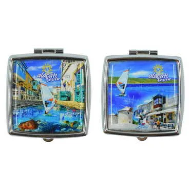 Alacati Region Themed Customised Epoxy Square Pill Box 54x58x18 mm - 6