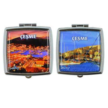 Toptan Çeşme Temalı Myros Metal Kare Hap Kutusu 54x58x18 mm - 5