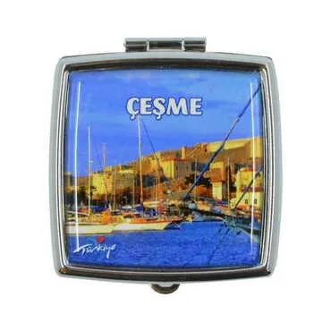 Toptan Çeşme Temalı Myros Metal Kare Hap Kutusu 54x58x18 mm - 6