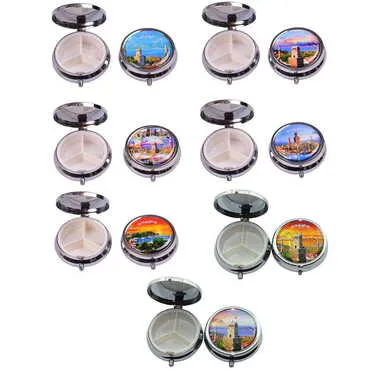 Antalya Themed Customised Epoxy Round Pill Box 50x15 mm - 2