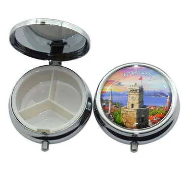 Antalya Themed Customised Epoxy Round Pill Box 50x15 mm - 3