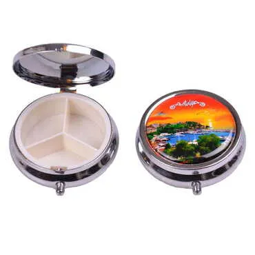 Antalya Themed Customised Epoxy Round Pill Box 50x15 mm - 5