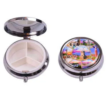 Antalya Themed Customised Epoxy Round Pill Box 50x15 mm - 7