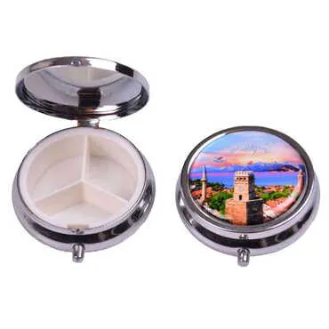 Antalya Themed Customised Epoxy Round Pill Box 50x15 mm - 8