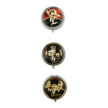 Ataturk Themed Customised Epoxy Round Pill Box 50x15 mm - 4