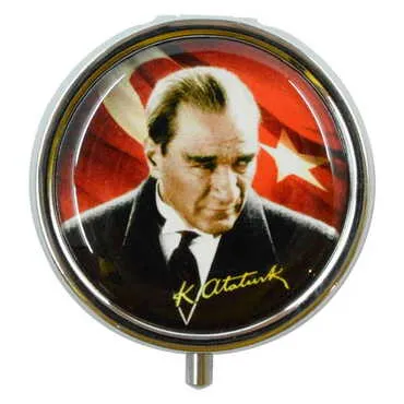 Ataturk Themed Customised Epoxy Round Pill Box 50x15 mm - 5
