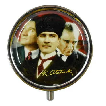 Ataturk Themed Customised Epoxy Round Pill Box 50x15 mm - 6