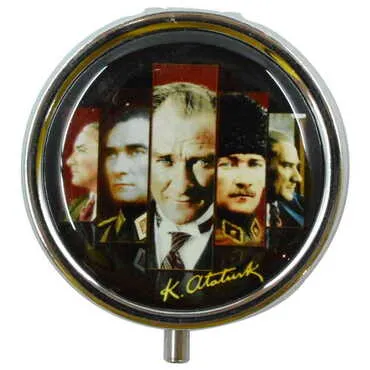 Ataturk Themed Customised Epoxy Round Pill Box 50x15 mm - 7