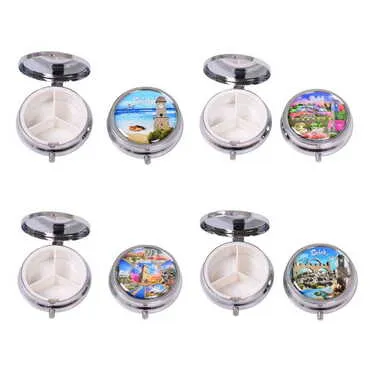 Belek Themed Customised Epoxy Round Pill Box 50x15 mm - 2