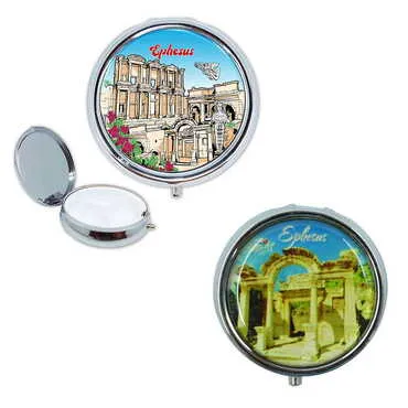 Toptan Efes Temalı Myros Yuvarlak Hap Kutusu 50x15 mm - 4