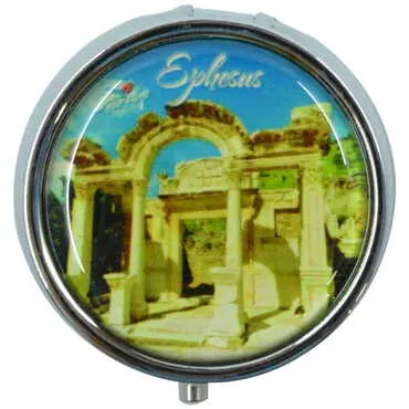Toptan Efes Temalı Myros Yuvarlak Hap Kutusu 50x15 mm - 5
