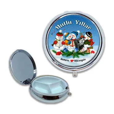 Toptan Yılbaşı Temalı Myros İsimli Yuvarlak Hap Kutusu 50x15 mm - 9