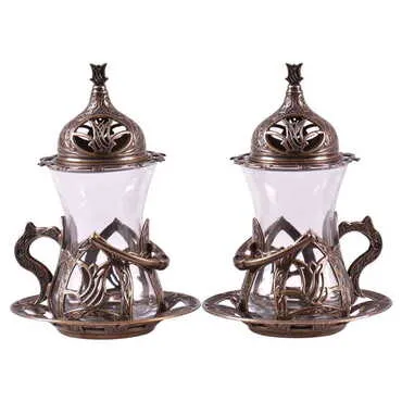 Toptan 2'li̇ Zamak Çay Bardaği   - 3