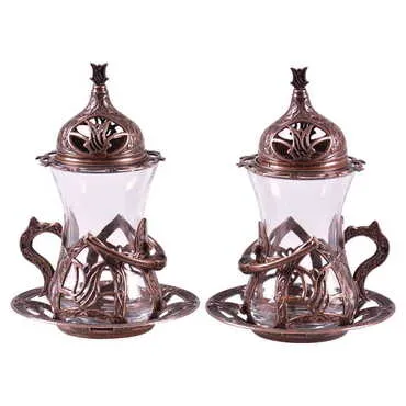 Toptan 2'li̇ Zamak Çay Bardaği   - 4