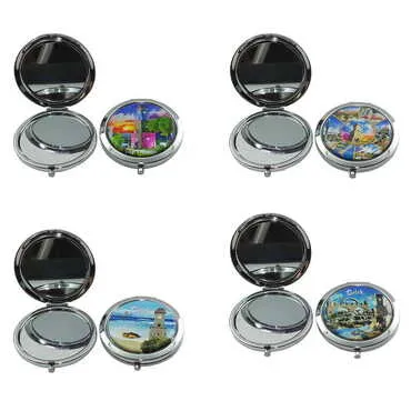 Belek Themed Customised Metal Epoxy Travel Make Up Compact Mirror 70x11 mm - 2