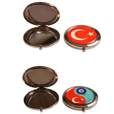 Turkey Themed Customised Metal Epoxy Travel Make Up Compact Mirror 70x11 mm - 2