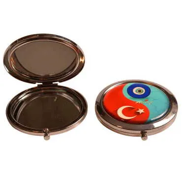 Turkey Themed Customised Metal Epoxy Travel Make Up Compact Mirror 70x11 mm - 3