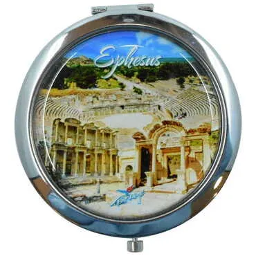 Ephesus Themed Customised Metal Epoxy Travel Make Up Compact Mirror 70x11 mm - 4