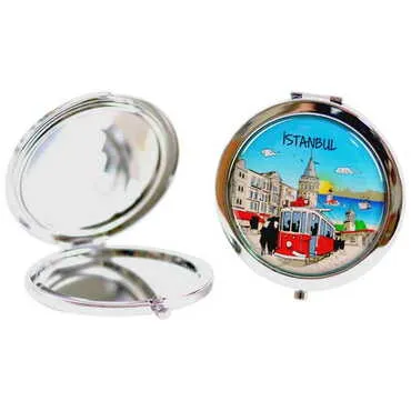 Istanbul Themed Customised Metal Epoxy Travel Make Up Compact Mirror 70x11 mm - 4