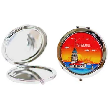 Istanbul Themed Customised Metal Epoxy Travel Make Up Compact Mirror 70x11 mm - 6