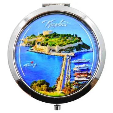 Kusadasi Themed Customised Metal Epoxy Travel Make Up Compact Mirror 70x11 mm - 5