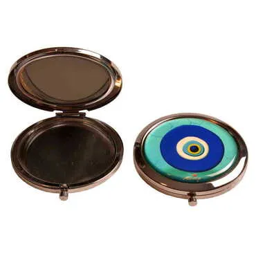 Evil Eye Themed Customised Metal Epoxy Travel Make Up Compact Mirror 70x11 mm - 4