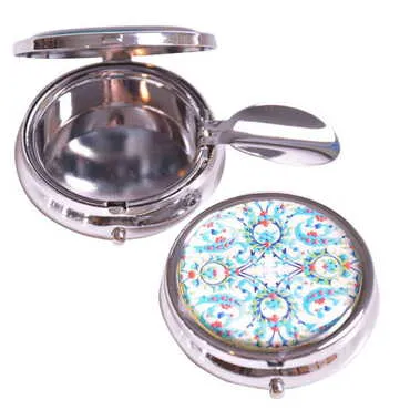 Tile Pattern Themed Customised Metal Epoxy Travel Pocket Ashtray 50x15 mm - 3