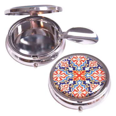 Tile Pattern Themed Customised Metal Epoxy Travel Pocket Ashtray 50x15 mm - 8