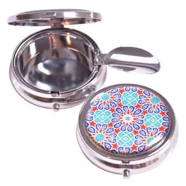 Tile Pattern Themed Customised Metal Epoxy Travel Pocket Ashtray 50x15 mm - 9