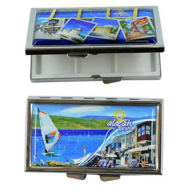 Alacati Region Themed Customised Metal Epoxy Rectangular Pill Box 84x45x13 mm - 4