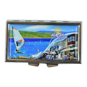Alacati Region Themed Customised Metal Epoxy Rectangular Pill Box 84x45x13 mm - 5