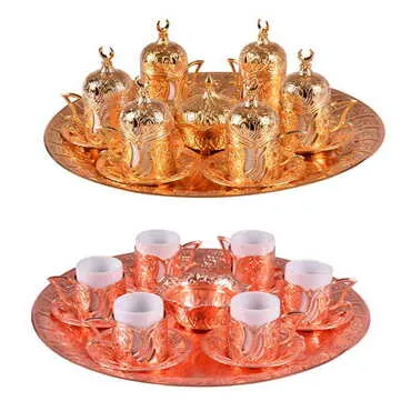 Toptan 6'li̇ Lüx Zamak Kahve Seti̇ - 5