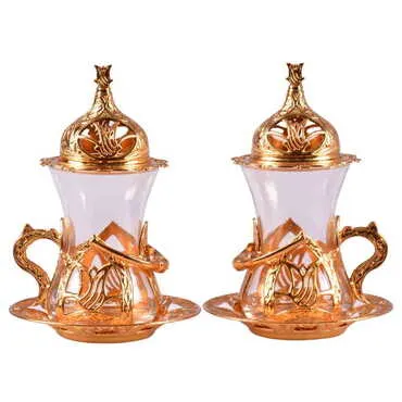 Toptan 2'li̇ Lüx Zamak Çay Bardaği  - 4