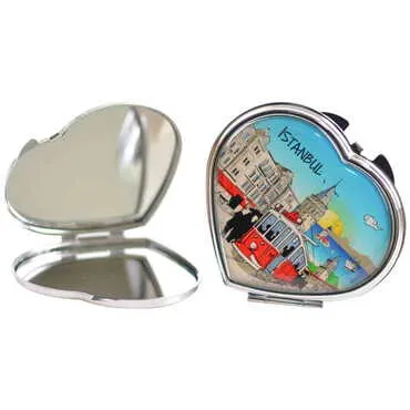 Toptan İstanbul Temalı Myros Metal Kalp Ayna 70x65x8 mm - 4