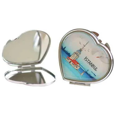 Toptan İstanbul Temalı Myros Metal Kalp Ayna 70x65x8 mm - 7