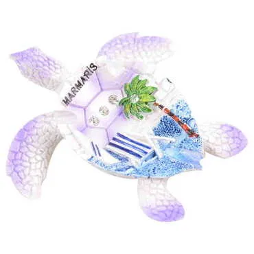 Marmaris Themed Polyester Turtle Shape Nacrous and Crystal Detailed Ashtray Small Size - 4