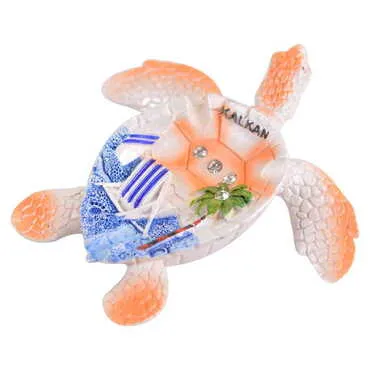 Customazible Polyester Turtle Shape Nacrous and Crystal Detailed Ashtray Small Size - 4