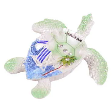Customazible Polyester Turtle Shape Nacrous and Crystal Detailed Ashtray Small Size - 5