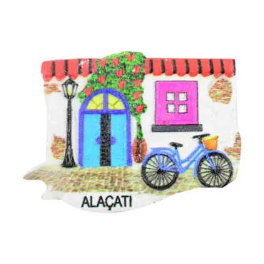 Alacati Themed Polyester UV Printed Stoned And Nacrous Fridge Magnet - 8