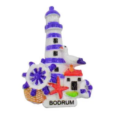 Bodrum Themed Polyester UV Printed Stoned And Nacrous Fridge Magnet - 6