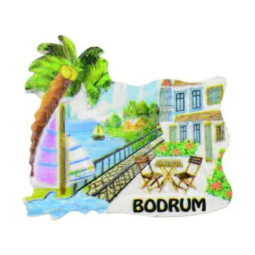 Bodrum Themed Polyester UV Printed Stoned And Nacrous Fridge Magnet - 7
