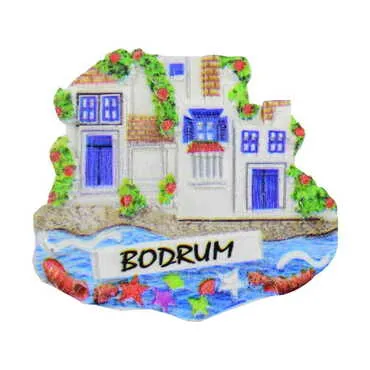 Bodrum Themed Polyester UV Printed Stoned And Nacrous Fridge Magnet - 11