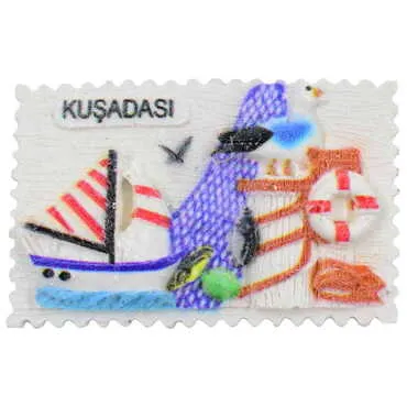 Kusadasi Themed Polyester UV Printed Stoned And Nacrous Fridge Magnet - 4