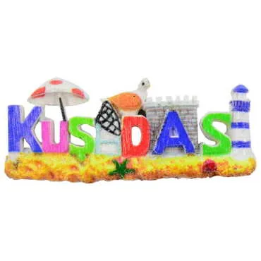 Kusadasi Themed Polyester UV Printed Stoned And Nacrous Fridge Magnet - 5