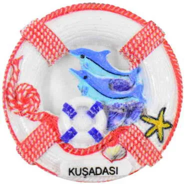 Kusadasi Themed Polyester UV Printed Stoned And Nacrous Fridge Magnet - 8