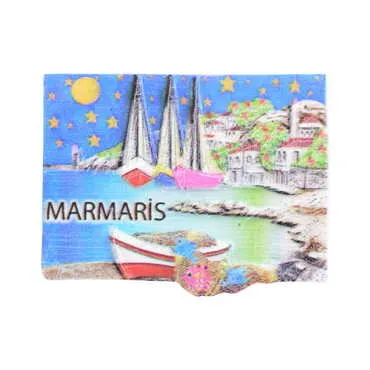 Toptan Marmaris Temalı Polyester Uv Baskılı Magnet - 3
