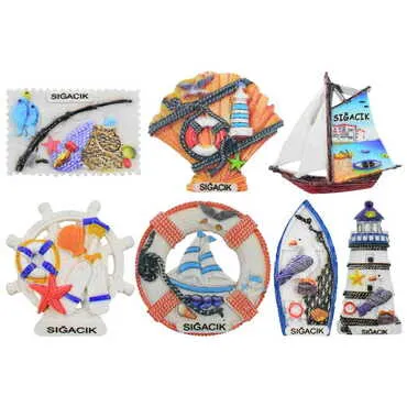 Sığacık Themed Polyester UV Printed Stoned And Nacrous Fridge Magnet - 2